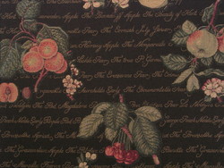 All Over Fruit: ALL OVER FRUIT Black fabric per metre